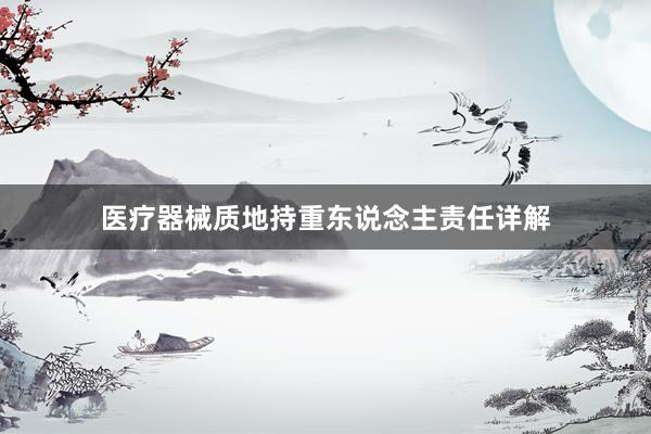 医疗器械质地持重东说念主责任详解
